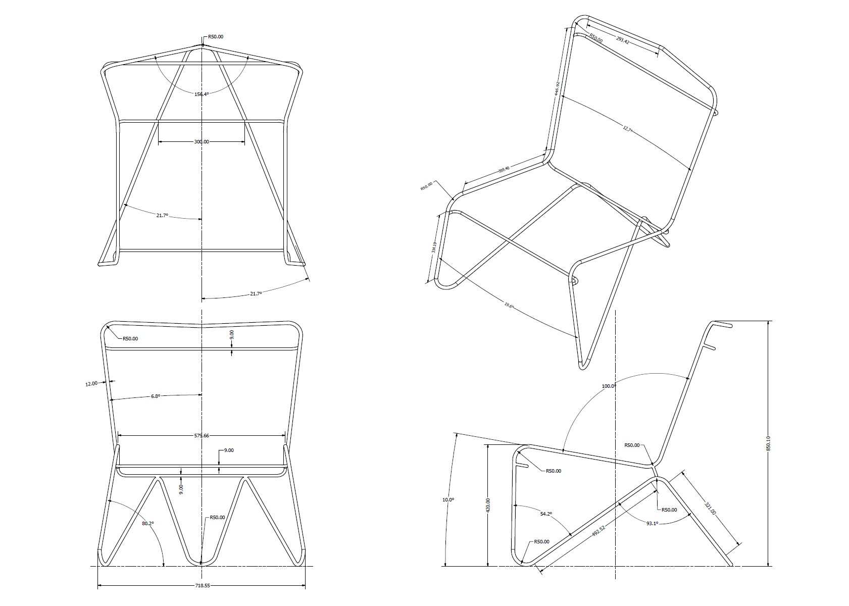 Engineering drawings (4 views)